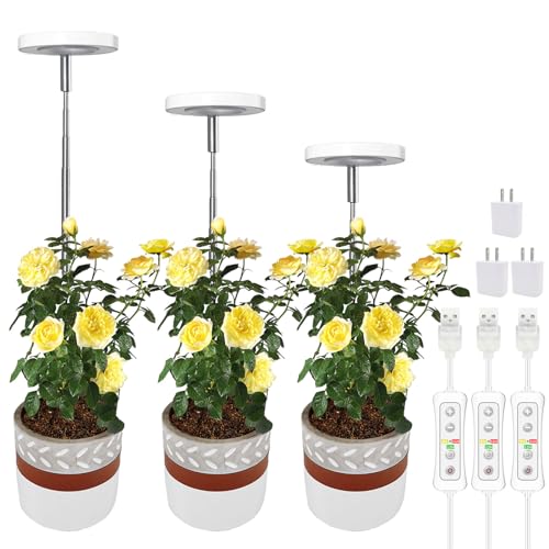 yadoker Plant Grow Light, LED Growing Light Full Spectrum for Indoor Plants,Height Adjustable, Automatic Timer, 5V Low Safe Voltage,Idea for Small Plant Light - color: 3.4 inch Warm White, size: 3 Pack
