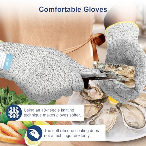 Dowellife Level 5 Silicon Cut Resistant Gloves (Medium), Grey - size: Medium (Pack of 1), style: Silicone Coated