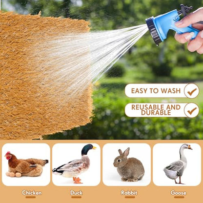 Teenyyou Chicken Nesting Box Pads, 13 x 13 x 1.18 Inch Washable Nesting Pad for Chicken Coop, Artificial Grass Rug Carpet Reusable Nest Box Bedding Fake Synthetic Turf Mat for Hen Laying Eggs (3 Pack)