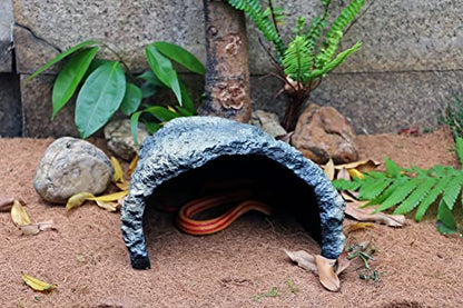 Reptile Rock Cave Habitat Hide – Premium Non-Toxic Decorative Resin for Aquariums & Terrariums. Ideal for Amphibians, Lizards, Snakes, Bearded Dragons, Geckos, Scorpions, Frogs, Spiders...Large Size