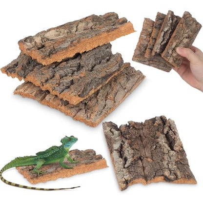 DOITOOL 8 Pcs Cork Bark Reptile Hide Terrarium Decor Climbing Bark for Snake Lizard Gecko Tortoise Habitat Accessories Natural Tree Look for Tank Enclosure