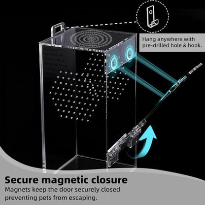 Acrylic Jumping Spider Enclosure 3.5×3.5×7 In – Can Be Hung | Magnetic Jumping Spider Enclosures | Ventilated&Stackable Spider Habitat | Tiny Spider Enclosure for Jumping Spiders & Praying Mantis Cage