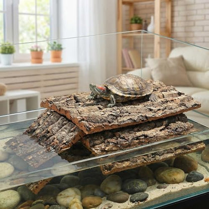 BESPORTBLE 2 Pack Reptile Bark Platform, Natural Tree Bark Climbing Shelf for Lizards, Geckos, Turtles, Snakes and Small Terrarium Pets