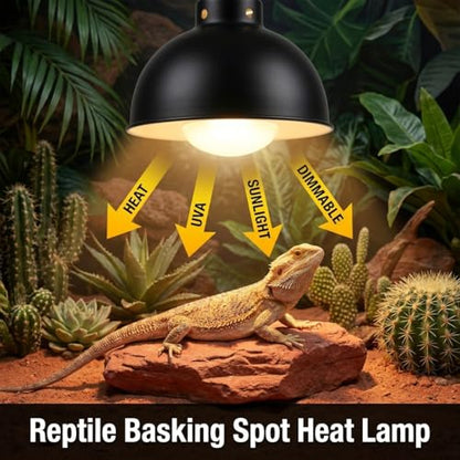 100W Reptile Heat Lamp, 2Pack Reptile Heat Lamp Bulbs, UVA Natural Daylight Reptile Basking Bulbs for Reptiles, Bearded Dragon, Lizard, Chicken, Turtle, Snake
