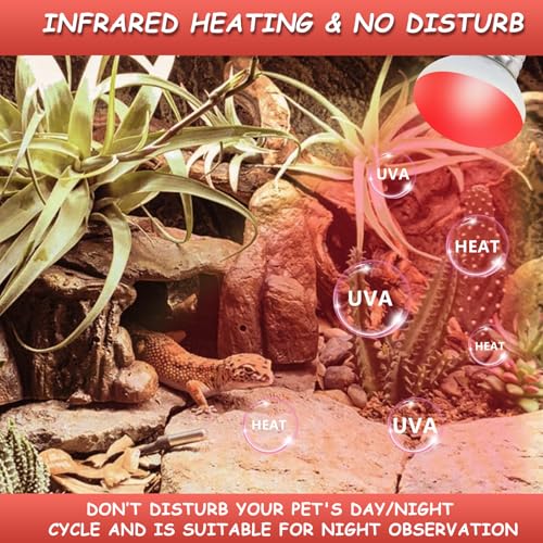 LUCKY HERP Infrared Heat Lamp, 25W Reptile Heat Lamp 2 Pack Red Heat Lamp Bulbs, Infrared Basking Spot Heat Light Bulb, Amphibians Heat Lamp Bulbs for Reptile, Geckos, Snakes, Lizard, Turtle - color: 25-r