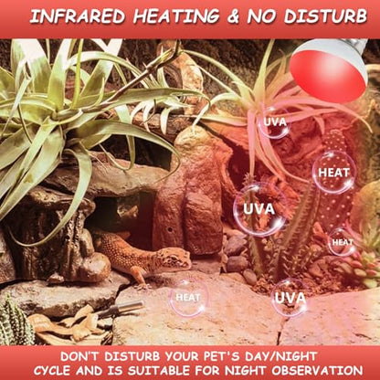 LUCKY HERP Infrared Heat Lamp, 25W Reptile Heat Lamp 2 Pack Red Heat Lamp Bulbs, Infrared Basking Spot Heat Light Bulb, Amphibians Heat Lamp Bulbs for Reptile, Geckos, Snakes, Lizard, Turtle - color: 25-r