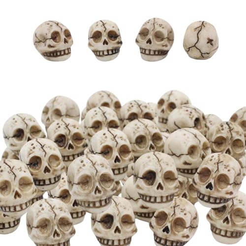 20 Pcs Mini Halloween Figurines Skeleton Head Resin, Mini Skulls Figurine for Vase Filler Halloween Party Outdoor Home Garden Party Table Decor Decoration - color: Styl2