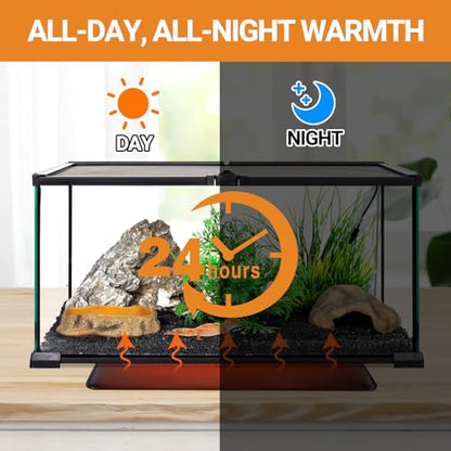 WACOOL TERRA 6" X 8" Reptile Heat Pad Fast Heating Pad Terrarium Heating Mat Waterproof for Turtle, Lizard, Frogs, Snake, Hermit Crab - size: 6" X 8"