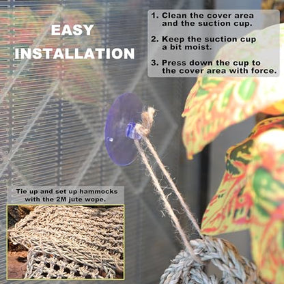 Bearded Dragon Hammock Lizard Tank Accessories Reptile Lounger Amphibian Habitat Décor for Chameleon, Geckos, Snakes, Hermit Crab, Lguana Reptiles, Tortoises - size: 17"T