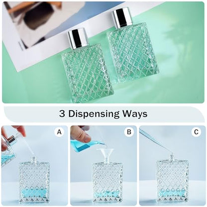 YU FENG 2 Pack Perfume Spray Bottles, 100ml/3.4oz Refillable Glass Fine Mist Atomizer Bottles, Empty Clear Glass Containers for Cologne, Essential Oils & Travel - color: Style 1