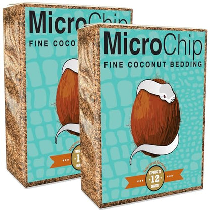 Microchip Coconut Substrate for Inverts and Reptiles Loose Fine Coconut Husk Chip Mix Reptile and Tarantula Bedding for Terrarium Floor (12 Quart (2 Pack)) - size: 12 Quart (2 Pack)