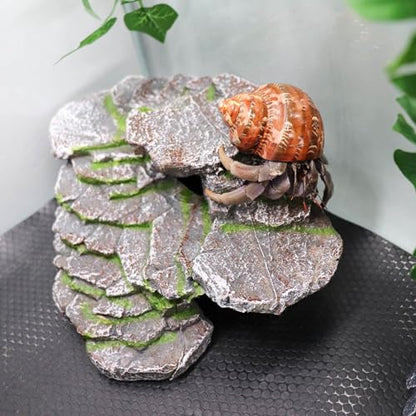 Hermit Crab Hideout, Resin Simulation Stone Reptile Cave Hideout, Hermit Crab Climbing Toys, Terrarium Habitat Decor for Lizard Spider Aquarium Fish Gecko Bearded Dragon