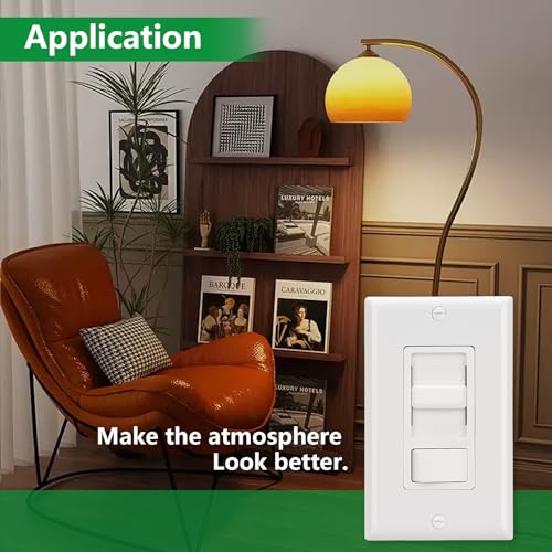 Wengart Dimmer Switch BAK-008,120VAC 150W Dimmable LED/CFL Lights,Halogen and Incandescent Bulbs 600W Max,UL Listed,White