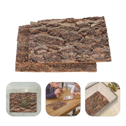 TOYANDONA 2pcs Natural Cork Bark Terrarium Background - 11. 8x7. 9in Reptile Climbing Mat Hideout, Habitat Decor for Bearded Dragon Lizard Gecko Spider Turtle Tank Supplies