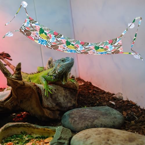 COMSUN 4 Pack Bearded Dragon Hammock with Suction Cup, Reptile Hammocks Lounger Suitable for Resting or Sleeping, Fabric Reptile Hammock for Lizards, Chameleon and Gecko (Rectangle and Triangle) - color: Black and Green