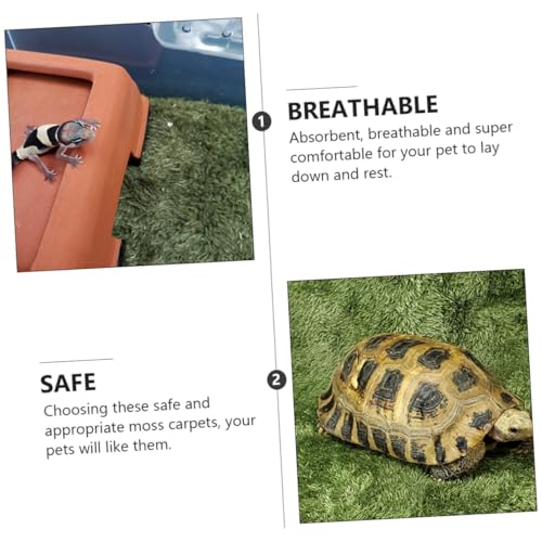 2pcs Green Moss Carpets for Reptiles Amphibians and Tortoises Moisturizing Fake Lawn Mats for Terrariums Easy to Use Cuttable Double-Sided Water Absorbent