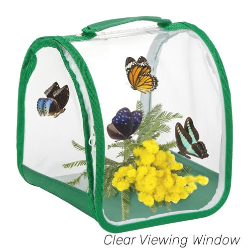 ZOOFOX 2 Pack Monarch Butterfly Habitat, 8" Small Collapsible Insect Mesh Cage Terrarium Pop-up
