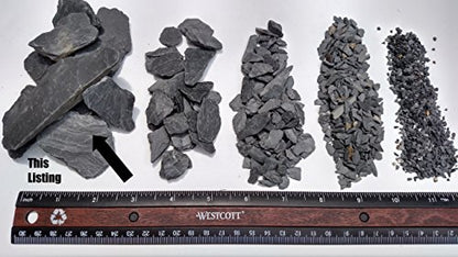 Natural Slate Stone 1 to 3 Inches - USA Sourced and Packaged for Aquascaping Aquariums, Terrariums, Paludariums, Reptile Enclosures, Wargaming, Models, Mosaic Art, Miniature Fairy Gardens (2lbs Grey) - style: 2lbs