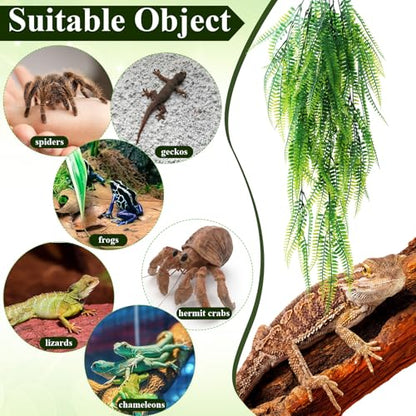 Suncalla 8 Pack Reptile Plants Terrarium Hanging Plant Vine Boston Climbing Terrarium Plant with Suction Cup for Bearded Dragons Lizard Crested Gecko Snake Crab Tank(Tri Color Series,3 Colors) - style: Tri Color Series