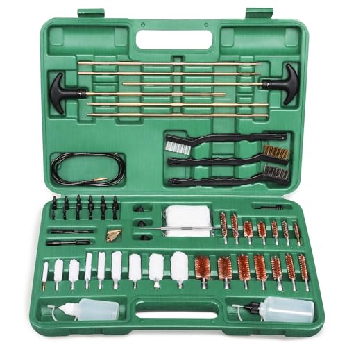 Gun Cleaning Kit, Handgun Shotgun Pistol Universal Cleaning Kit with All Brass High-end Brushes, Jags, Reinforced and Lengthened Rods