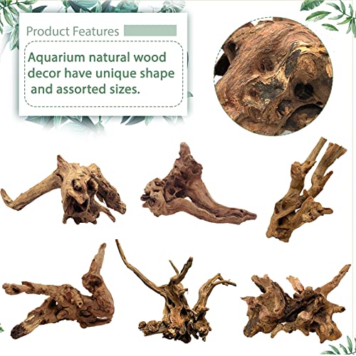 Tfwadmx Natural Driftwood Aquarium Decor Wood Branches, 3 Pieces 7-9.5" Fish Tank Driftwood Decoration, Terrarium Mopani Wood for Aquarium Freshwater Reptile Tank - size: Medium: 7-9.5"（3Pcs）