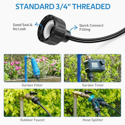 HOMENOTE Misting Cooling System, 65FT Pre-Assembled Misting Kit, 18 Rust-Proof Nozzles, 3/4" Adapter, Outdoor Mister for Patio Cooling, Greenhouse, Pet & Chicken Coop - size: 65FT / 20M