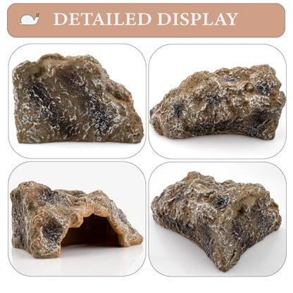 Large Reptile Cave Hideouts - Simulation Rock Terrarium Habitat Décor for Bearded Dragons, Turtles, Lizards, Snakes & More