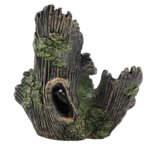 Aquarium Driftwood Decoration Artificial Resin Tree Trunk for Fish Tank Ornaments, Terrarium Vivarium Reptile Cave Hide Aquatic Decoration (ST-004A) - size: ST-004A