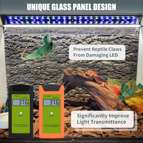 18-Inch LED UVA UVB Light for Reptiles with Controller, Full Spectrum UVA & UVB Reptile Light with Auto 24-Hour Cycle Timer & 10 Dimmable for Bearded Dragons, Turtles, Frogs, Snakes, Plants - size: 18 INCh