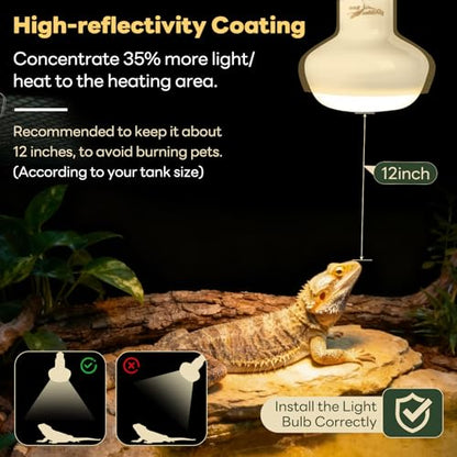 Reptile Heat Lamp, 2 Pack 150W Simulated Natural Sunlight Heat Lamp Bulbs Reptile Warm Light Lamp UVA Daylight Basking Light for Bearded Dragon Chameleon Turtle Snake Leopard Gecko Chicken, White - color: White(150w), size: Day
