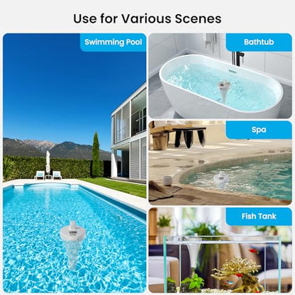 Sainlogic Floating Pool Thermometer, Wireless with High Precision and Easy Read, IP68 Waterproof for Outdoor Swimming, Hot Tub, Pond, Fish Tank, Patio and Aquarium