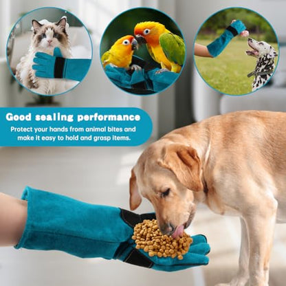 Bite Proof Animal Handling Gloves, Cat Gloves Pet Leather Glove Cat Scratch with Pet Comb, Multipurpose for Rose Pruning, Gardening, Pets Grooming