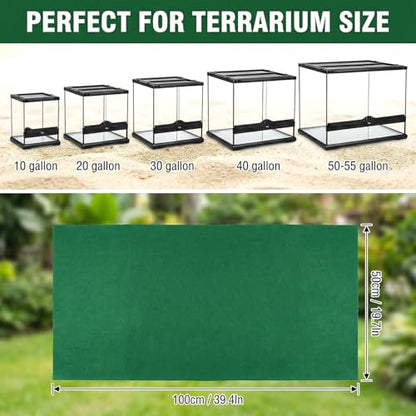 MAQIHAN Reptile Carpet 40 Gallon - 39 x 20 Inch Reptile Mat Reptile Tank Accessories Terrarium Liner for Bearded Dragon Snake Lizard Gecko Tortoise Habitat, Cut to Fit Substrate Liner