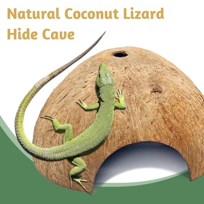 PINVNBY 2 PCS Natural Coconut Reptile Hideouts Lizard Coco Hut Hermit Crab Hut Aquarium Fish Hide Cave Spider Snail Climber Toys - size: 2 PCS Smooth Surface