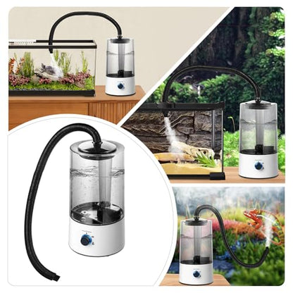 Reptile Humidifier, 4L Large Pet Fogger with Adjustable Hose & 3 Spray Levels,Adjustable Hose, Auto Shut-Off for Terrarium Geckos Snakes Turtles Lizards Frogs