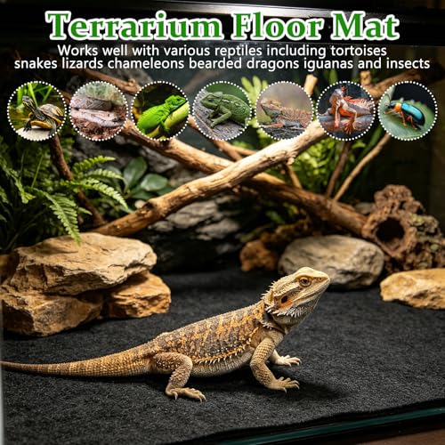 2 PCS Reptile Carpet Terrarium Floor Liner Bedding Substrate Washable Reptile Cage Mat Tank Accessories Pet Mat for Lizard Bearded Dragon Snake Tortoise Leopard (24''×47'')