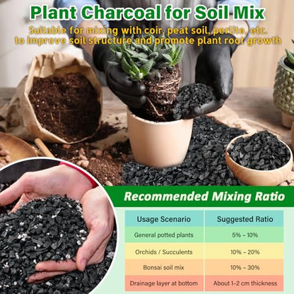 Legigo 10QT All Natural Horticultural Charcoal- Activated Hardwood Plant Charcoal for Soil Amendment, Conditioning Bonsai Soil, Succulent, Terrarium Supplies, Indoor Plant Potting Soil - color: 10 QT