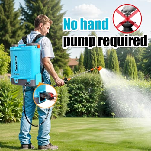SideKing Battery Powered Backpack Sprayer 4 Gallon, 0-100 PSI Adjustable Pressure Sprayer Compatible with Makita 18V Battery, Electric Sprayer with Wand, 5 Nozzles, 2.6Ah Battery&Charger Included - size: 4.2 Gallon