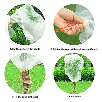 4 Pack Garden Neting Plant Insect Bird Barrier Mesh with Drawstring 4Ft x 4.6Ft Mesh Plant Covers Freeze Protection Tomato Barrier Bag for Garden Flower Blueberry Vegetables Fruits Bird Eating - size: 4Ft x 4.6Ft