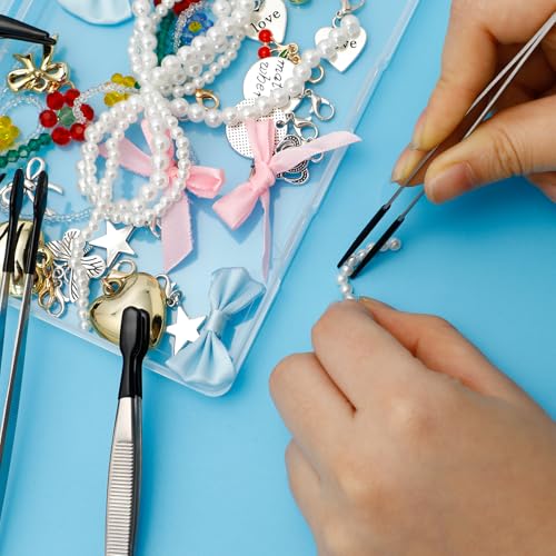 6PCS Rubber Tipped Tweezers Set, PVC Coated Non-Slip Precision Tweezers for Crafts, Jewelry Making, Electronics, and Lab Work