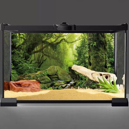 AWERT Tropical Forest Terrarium Background Stream Green Huge Tree Reptile Habitat Background Foggy Rainforest Aquarium Background 36x18 inches Durable Polyester Background - size: 36 x 18 inches