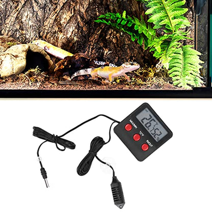 DTH - 74 Humidity Temperature Gauge, Mini Digital Thermometer Hygrometer, External Probe with Suction Cup for Indoor Outdoor Use, Accurate Sensor Meter for Room Greenhouse Reptile