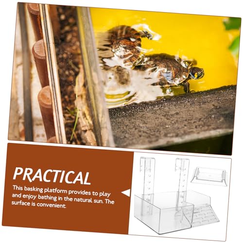 Turtle Basking Platform Acrylic Hanging Ramp for Aquatic Turtles Wall Mounted Reptile Saving Climbing Terrace for Sunbathing and Resting Aquariums
