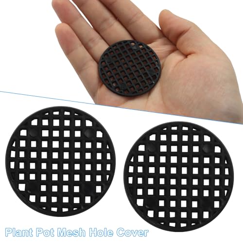 100pcs Plant Drainage Mesh Pads - 1.8 Inch Round Plastic Grid Mat, Breathable Soil Guard for Potted Plants, Bonsai (Black) - size: 1.8 Inch