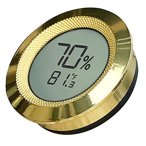 Prestige Import Group Round 2" Digital Hygrometer Thermometer for Cigar Humidors - Gold - 1 Piece - color: Gold, size: 1 Piece