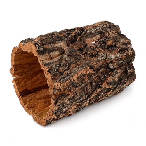 DECHOUS Natural Cork Rounds Reptiles 6x5 Inch Reptile Hideout Tree Bark Tube Terrarium Tank Decor for Gecko Bearded Dragon Snake Climbing, Amphibian Habitat