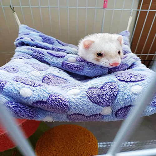 ISMARTEN Small Animal Hanging Hammock, Pet Hanging Nap Sack Sleep Bag Bed, Cage Hammock Beds for Ferret Guinea-Pig Sugar Glider Hamster Rat Mice Chinchilla Flying Gerbil and Squirrel (Purple) - color: Purple