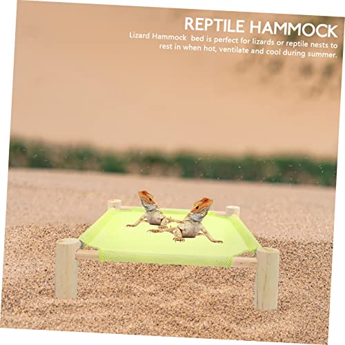 BESPORTBLE Bearded Dragon Swing Hammock Large Lizard Swing Bed Wooden Reptile Bed for Basking Creative Reptile Hammock