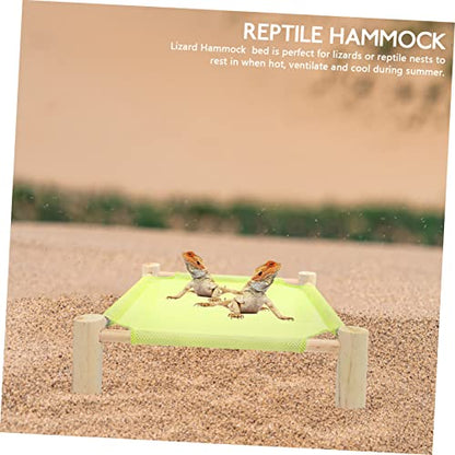 BESPORTBLE Bearded Dragon Swing Hammock Large Lizard Swing Bed Wooden Reptile Bed for Basking Creative Reptile Hammock