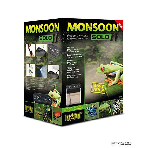 Exo Terra Monsoon Solo II - Programmable Misting System for Reptile Terrariums, Ultimate Humidifier with Multiple Nozzles for Optimal Humidity Control